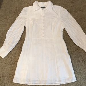 Embroidered white cotton long sleeve dress